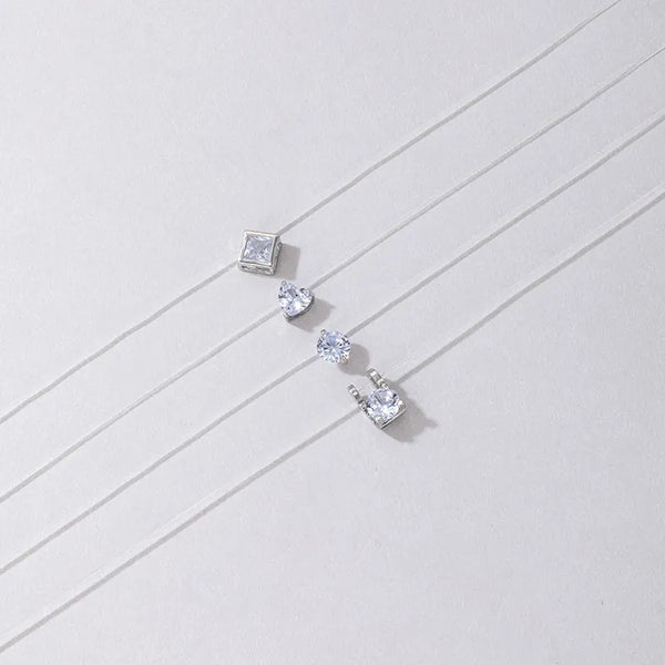 New Fashion Transparent Fishing Line Invisible Necklace for Women Simple  Imitation Pearl Crystal Zircon Cross Choker Necklaces