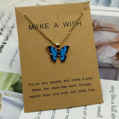 Dospita Korea Fashion Butterfly Pendant Necklace For Girl Women Stainless Steel Chain Cute Lovely Insect Enamel Necklace Neck Jewelry