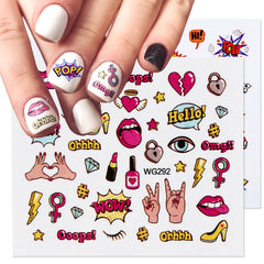 Dospita  -  1pc Cute Nail Art Decals Sexy Lips Letters Summer Cake Water Nail Stickers Cartoon Tattoos Sliders Manicure Decoration Tip NFWG-