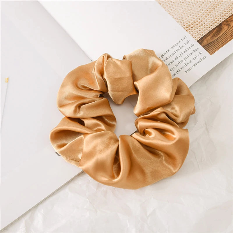 Dospita Women Reflect Light Hair Bands Satin Solid Color Silk Hair Ties Scrunchie Ponytail Holder Hair Accessories Headband For Women