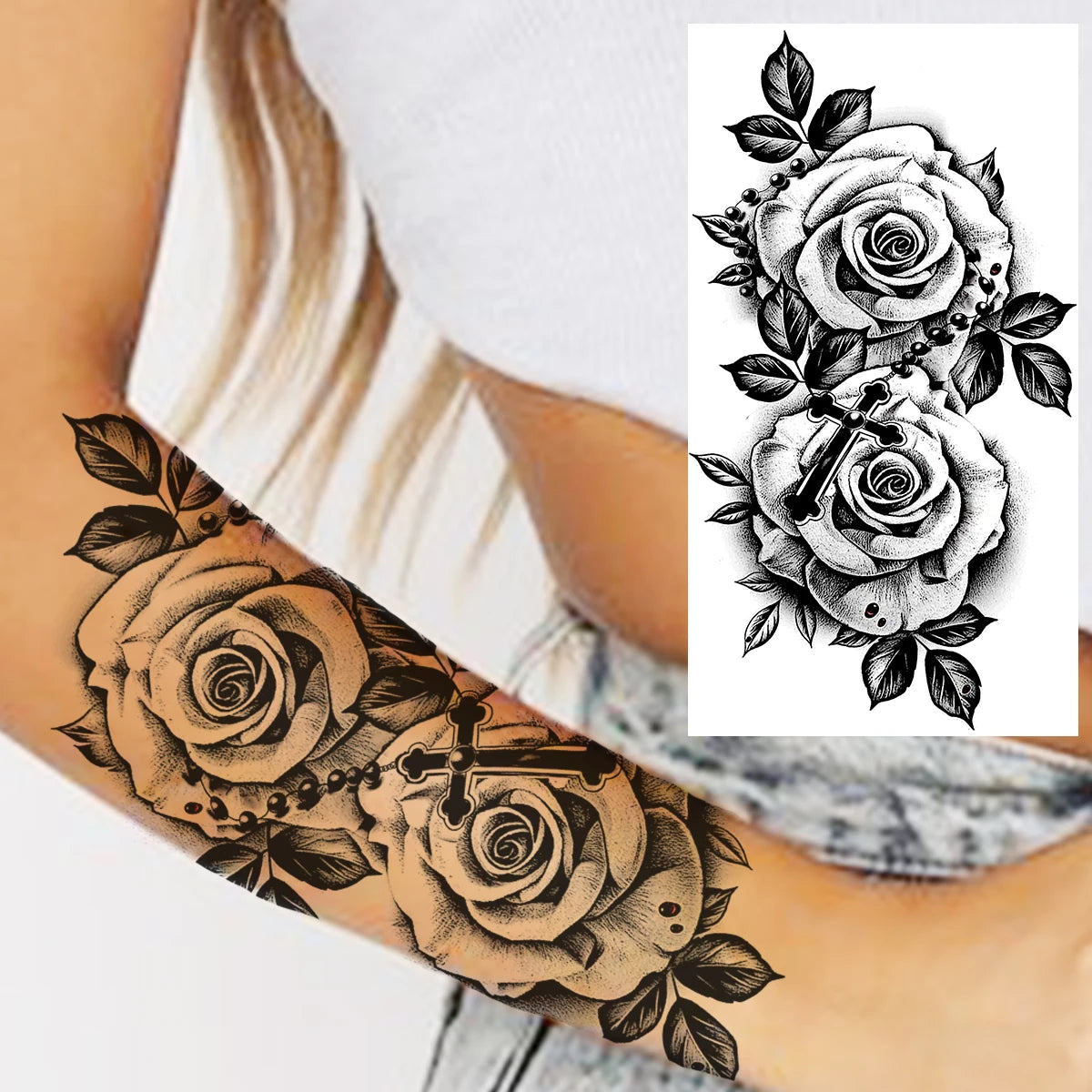 Dospita  -  Black Pirate Ship Temporary Tattoos For Women Men Realistic Lion Vampire Compass Flower Fake Tattoo Sticker Forearm Tatoos DIY