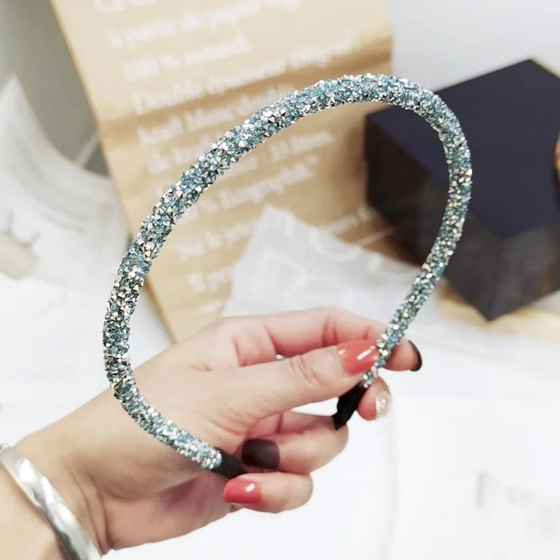 Dospita  -  Fashion Korea Crystal Soft Headband for Women Rhinestone Hairband Beads Bezel Girls Hair Accessories Simple Headwear