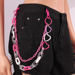 Dospita Hip Hop Resin Chain Keychain Men Women Cute Waist Chain Multicolor Acrylic Heart Pants Trousers Chain Punk Jewelry