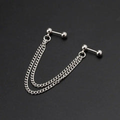 Dospita  -  Hot 1Pc Punk Ball Stud Cartilage Ear Wrap Double Chain Piercing Earring Unisex