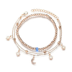 Dospita Boho Style Star Moon Anklet Fashion Multilayer Foot Chain New Ankle Bracelet for Women Beach Accessories Gift