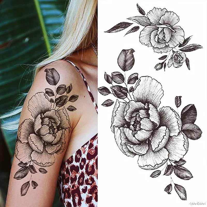 Dospita  -  Sexy Flower Bird Temporary Waterproof Tattoo Sticker Girl Butterfly Dreamcatcher Cross Body Arm Sleeve Chest Fake Totem Women