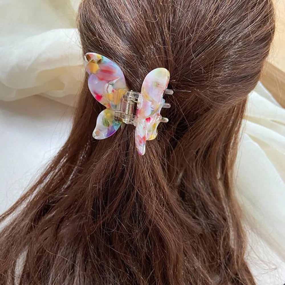 Dospita  Acetate Butterfly Hair Claw Banana Clip Barrettes Sweet Fairy Geometric Hair Clip Gradient Hairpin Claws Hair Accessories