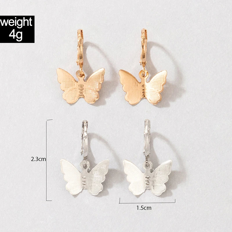 Dospita Elegant Butterfly Drop Earring Set for Women Korean Insect Colorful Alloy Earrings Lady Wedding Jewelry