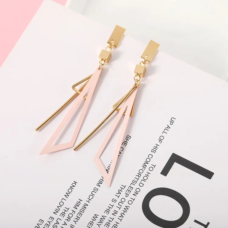 Dospita  -  Korean Long Statement Geometric Triangle Tassel Dangle Drop Earrings For Women Earrings Fashion Jewelry Oorbellen Brincos