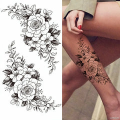 Dospita  -  Sexy Flower Bird Temporary Waterproof Tattoo Sticker Girl Butterfly Dreamcatcher Cross Body Arm Sleeve Chest Fake Totem Women