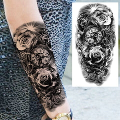 Dospita  -  Black Pirate Ship Temporary Tattoos For Women Men Realistic Lion Vampire Compass Flower Fake Tattoo Sticker Forearm Tatoos DIY