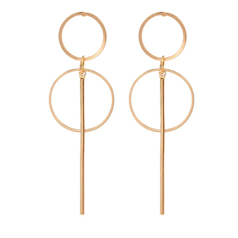 Dospita  -  Simple Golden Statement Earrings For Women Big Long Drop Earring Fashion Hanging Jewelry Chrismas Gifts  Pendientes Mujer