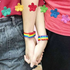 Dospita New Nepal Rainbow Woven Bracelets LGBT Lesbians Gays Bisexuals Bracelets Woven Braided for Women Men Couple Fashion Jewelry Gift