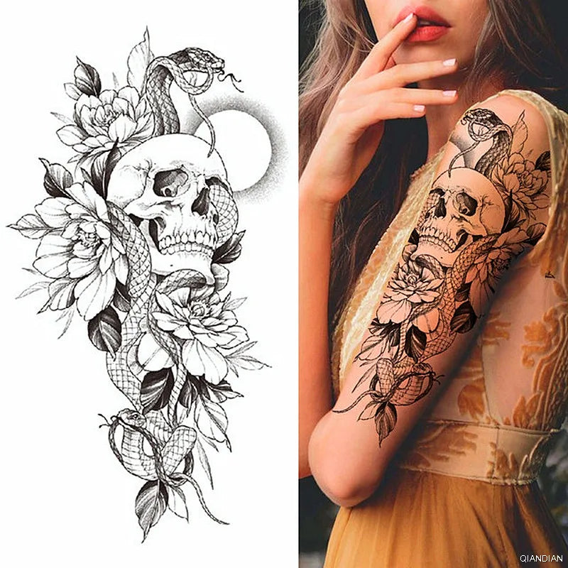 Dospita  -  Sexy Flower Bird Temporary Waterproof Tattoo Sticker Girl Butterfly Dreamcatcher Cross Body Arm Sleeve Chest Fake Totem Women