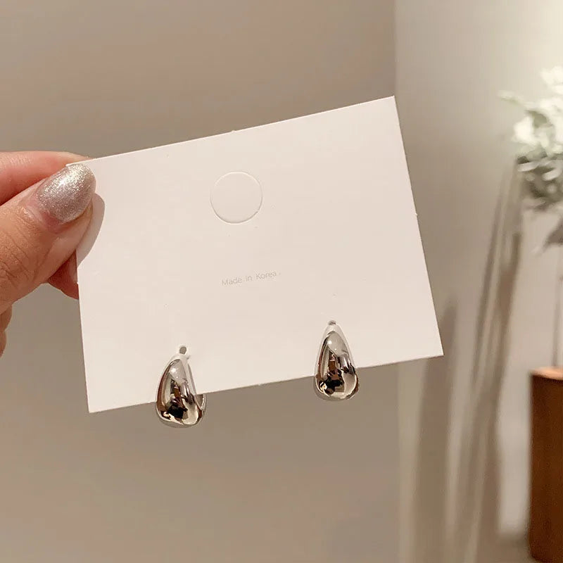 Dospita  -  Simple Stud Earrings Trend Jewelry For Women Silver Color Water Drop Two Use Cute Korean Small Earring pendientes hombre