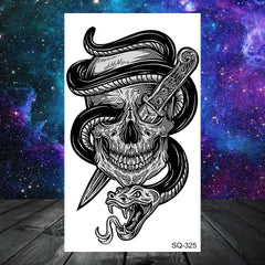 Dospita  -  3D Realistic Snake Moon Temporary Tattoos For Women Adult Men Kids Rose Flower Skull Wolf Fake Tattoo Neck Arm Hands Small Tatoo