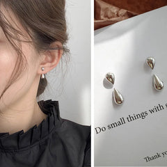 Dospita  -  Simple Stud Earrings Trend Jewelry For Women Silver Color Water Drop Two Use Cute Korean Small Earring pendientes hombre