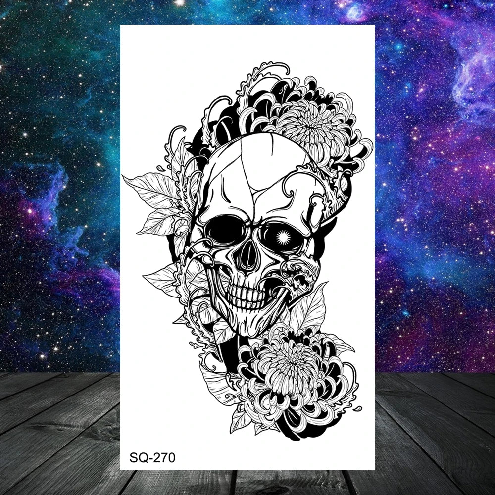 Dospita  -  Anchor Pirate Skull Temporary Tattoos For Women Adult Men Kids Boy Astronaut Ship Seahorse Fake Tattoo Neck Arm Hand Small Tatoo