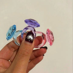 Dospita Ins Transparent Purple Acrylic Resin Acetic Acid Irregular Knuckle Finger Piercing Rings Trendy Korean Fashion Party Jewelry