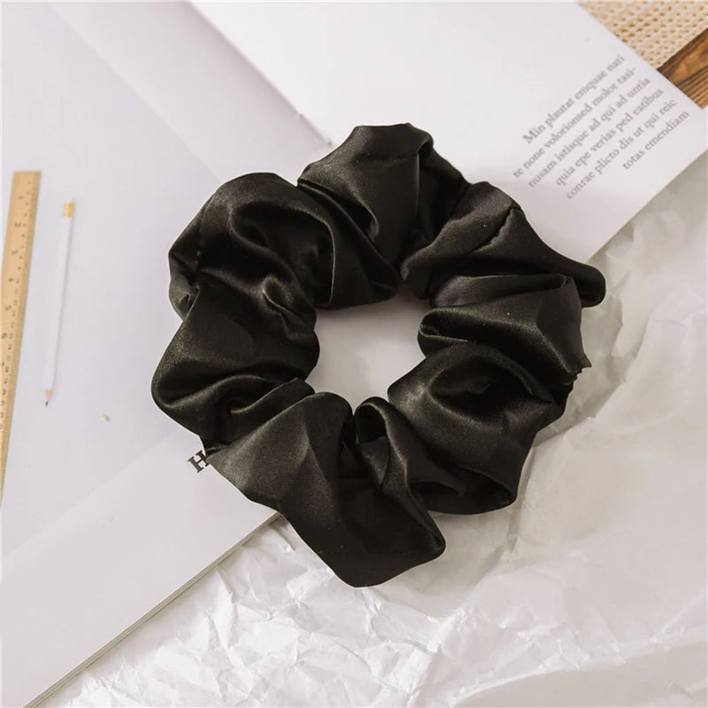 Dospita Women Reflect Light Hair Bands Satin Solid Color Silk Hair Ties Scrunchie Ponytail Holder Hair Accessories Headband For Women