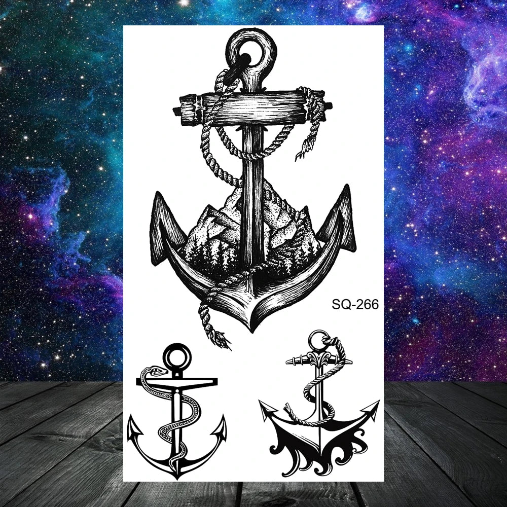 Dospita  -  Anchor Pirate Skull Temporary Tattoos For Women Adult Men Kids Boy Astronaut Ship Seahorse Fake Tattoo Neck Arm Hand Small Tatoo