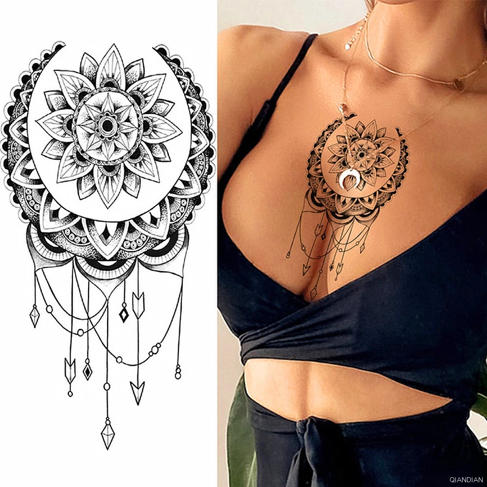 Dospita  -  Black Alphabet Letter Temporary Tattoo Sticker Arm Sleeve Love Word Heart Lightning Fashion Fake Body Leg Finger Women Totem