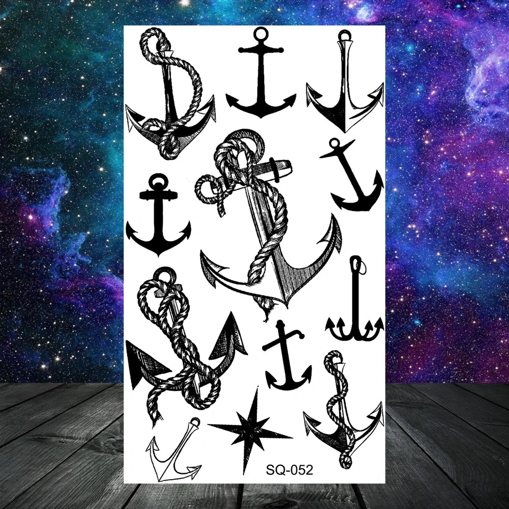 Dospita  -  Anchor Pirate Skull Temporary Tattoos For Women Adult Men Kids Boy Astronaut Ship Seahorse Fake Tattoo Neck Arm Hand Small Tatoo