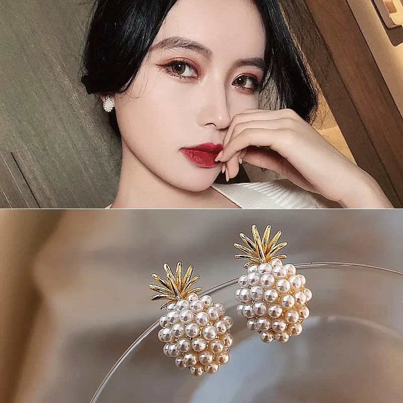 Dospita  -  New Arrival Geometric Pearl Women Classic Stud Earrings Pineapple Pearl Earrings Female Fashion Earrings Female Jewelry