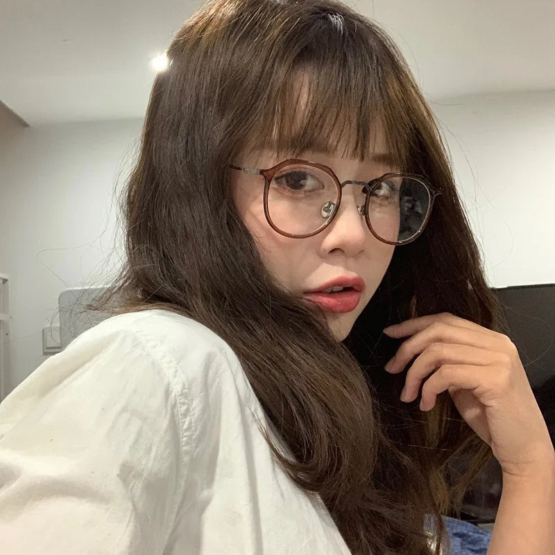 Dospita Korean Small Frame Anti-blue Round Glasses Women Lovely Plain Glasses Men Eyewear Cute Decorative Computer Glasses