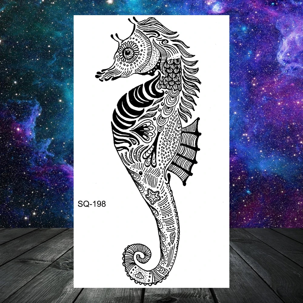 Dospita  -  Anchor Pirate Skull Temporary Tattoos For Women Adult Men Kids Boy Astronaut Ship Seahorse Fake Tattoo Neck Arm Hand Small Tatoo