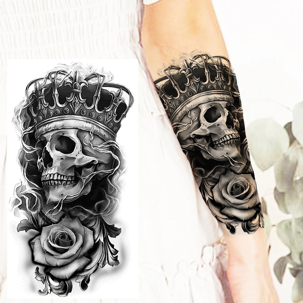 Dospita  -  Black Pirate Ship Temporary Tattoos For Women Men Realistic Lion Vampire Compass Flower Fake Tattoo Sticker Forearm Tatoos DIY