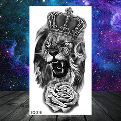 Dospita  -  3D Realistic Black  Wolf Tiger Lion Temporary Tattoos For Women Adult Men Dragon Scorpion Cross Fake Tattoo Small Transfer Tatoo