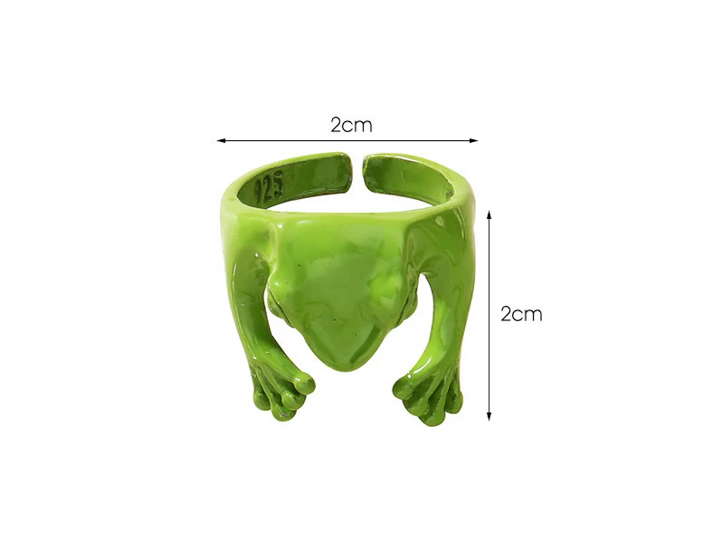 Dospita Korean Cute Green Frog Adjustable Finger Rings for Women Girls Teens Punk Fashion Frogs Toad Cool Ring Hiphop Animal Jewelry