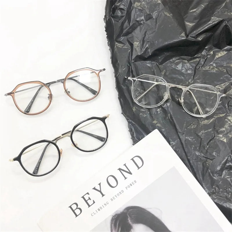 Dospita Korean Small Frame Anti-blue Round Glasses Women Lovely Plain Glasses Men Eyewear Cute Decorative Computer Glasses