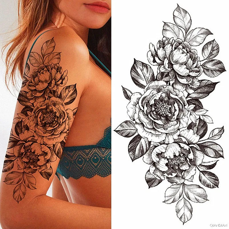 Dospita  -  Sexy Flower Bird Temporary Waterproof Tattoo Sticker Girl Butterfly Dreamcatcher Cross Body Arm Sleeve Chest Fake Totem Women