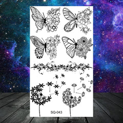 Dospita  -  Butterfly Rose Flower Temporary Tattoos For Women Adult Kids Girl Feather Snake Scorpion Fake Tattoo Neck Arm Hands Small Tatoos