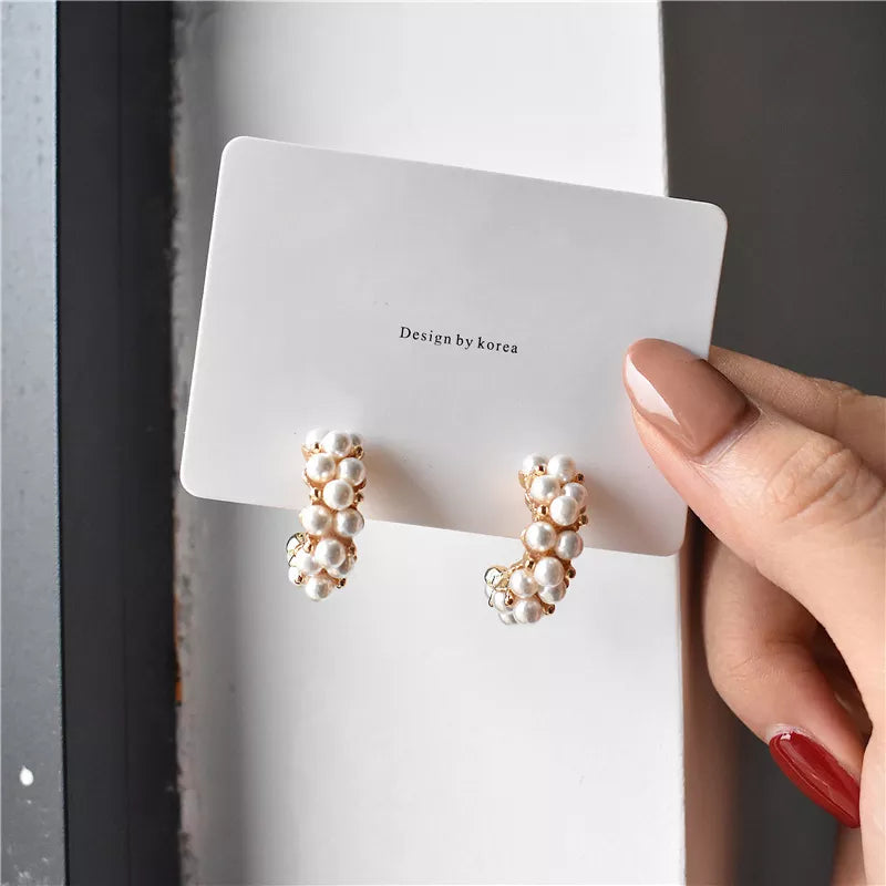 Dospita New Fashion Vintage Japan Korean Hoop Earrings For Women Handmade Sweet Simulated Pearl Circle Jewelry Pendientes Gifts