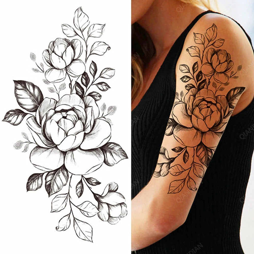 Dospita  -  Sexy Flower Bird Temporary Waterproof Tattoo Sticker Girl Butterfly Dreamcatcher Cross Body Arm Sleeve Chest Fake Totem Women