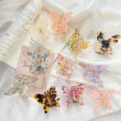 Dospita  Acetate Butterfly Hair Claw Banana Clip Barrettes Sweet Fairy Geometric Hair Clip Gradient Hairpin Claws Hair Accessories