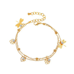 Dospita  New Fashion Bohemian Gold Color Anklet Beach Foot Jewelry Leg Chain Flower Dragonfly anklets For Women Beach Jewelry