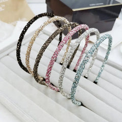 Dospita  -  Fashion Korea Crystal Soft Headband for Women Rhinestone Hairband Beads Bezel Girls Hair Accessories Simple Headwear