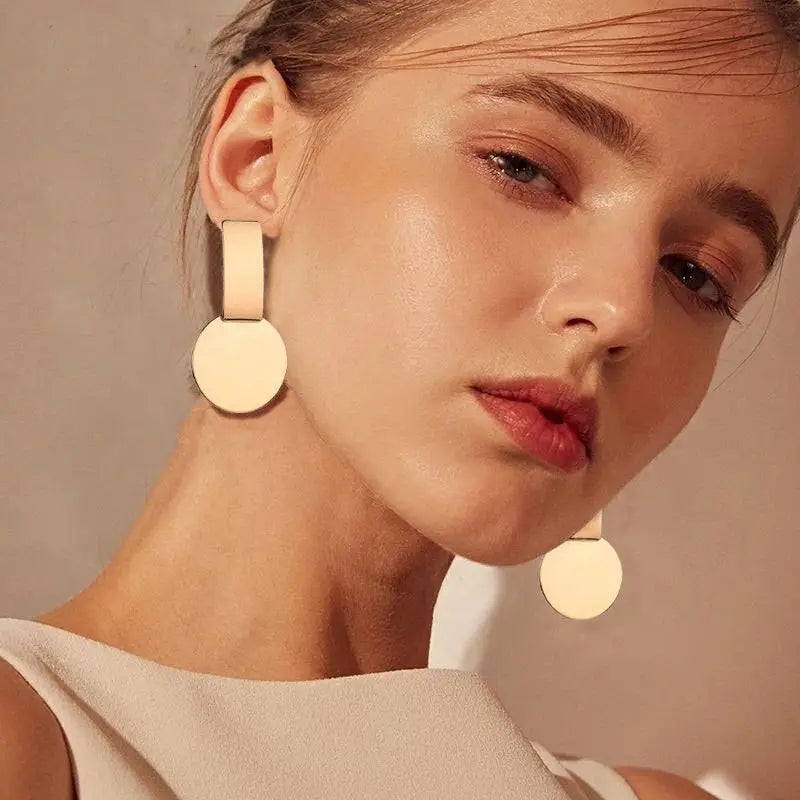 Dospita  -  Simple Golden Statement Earrings For Women Big Long Drop Earring Fashion Hanging Jewelry Chrismas Gifts  Pendientes Mujer