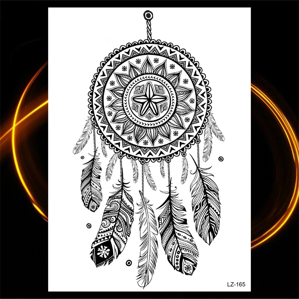 Dospita  -  Black Henna Lotus Pendant Temporary Tattoos For Women Adult DreamCatcher Elephant Fake Tattoo Body Art Underboob Tatoos