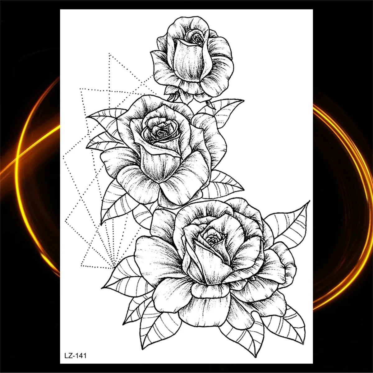 Dospita  -  3D Black Rose Flower Mandala Pendant Temporary Tattoos For Women Adult Lotus Peony Compass Fake Tattoo Sexy Thigh Washable Tatoo