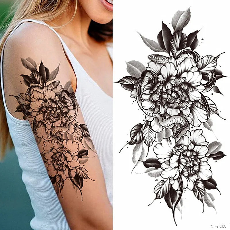 Dospita  -  Sexy Flower Bird Temporary Waterproof Tattoo Sticker Girl Butterfly Dreamcatcher Cross Body Arm Sleeve Chest Fake Totem Women