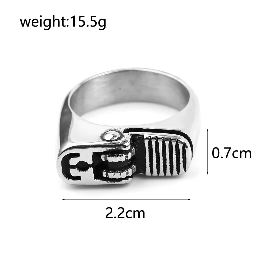 Dospita New Fashion Hip-hop Punk Gothic Lighter Ring Metal Biker Men Cigarette Lighter Ring For Men Fashion Jewelry Accessories