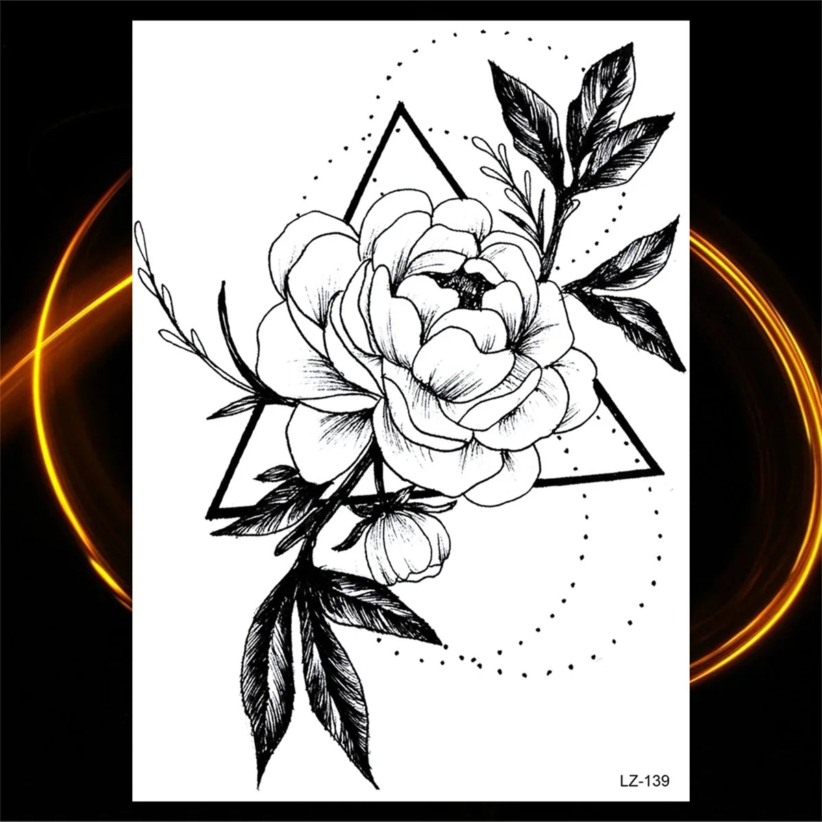 Dospita  -  3D Black Rose Flower Mandala Pendant Temporary Tattoos For Women Adult Lotus Peony Compass Fake Tattoo Sexy Thigh Washable Tatoo