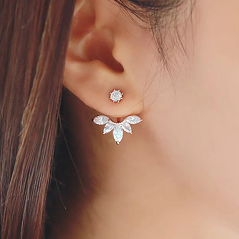 Dospita  -  New Crystal Flower Stud Earrings for Women Fashion Jewelry Gold colour Rhinestones Earrings Gift for Party Best Friend