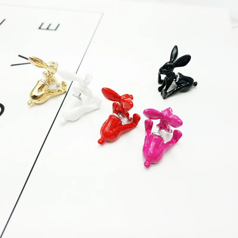 Dospita New Korean Cartoon Cute Three-dimensional Rabbit Earrings Color Animal Stud Earrings For Women Girl Fashion Jewelry Accessories