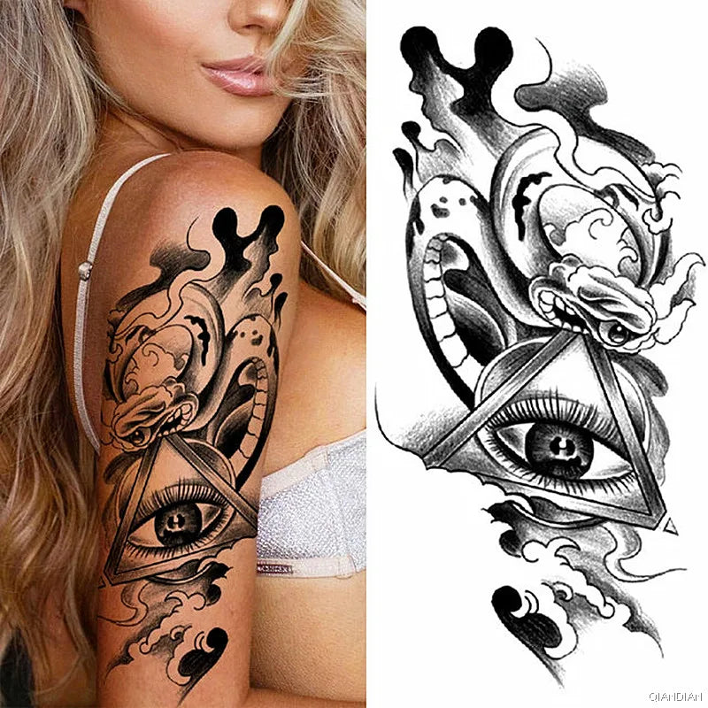 Dospita  -  Sexy Flower Bird Temporary Waterproof Tattoo Sticker Girl Butterfly Dreamcatcher Cross Body Arm Sleeve Chest Fake Totem Women